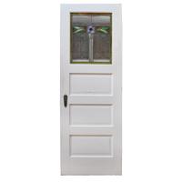 A Leaded and Stained Glass Door from a Chicago, IL. Bungalow 27.5" W x 1.5" D x 79.25" H — United States, Early 20th Century