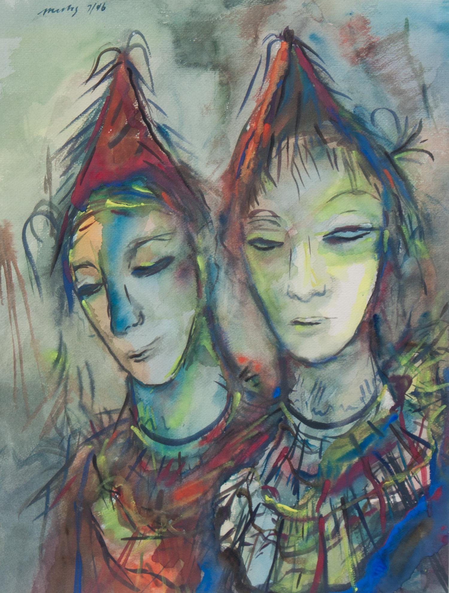 Frederick W. Muhs, (Wisconsin, 1919-1961), Two Harlequins, 1946