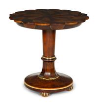 A Rosewood and Walnut Lobed Top Pedestal Base Side Table