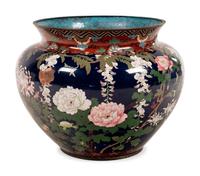 A Large Cloisonné Jardinière and Stand