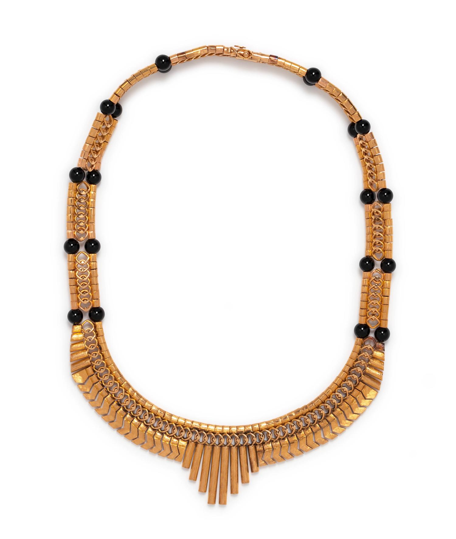 ROSE GOLD AND ONYX BEAD NECKLACE