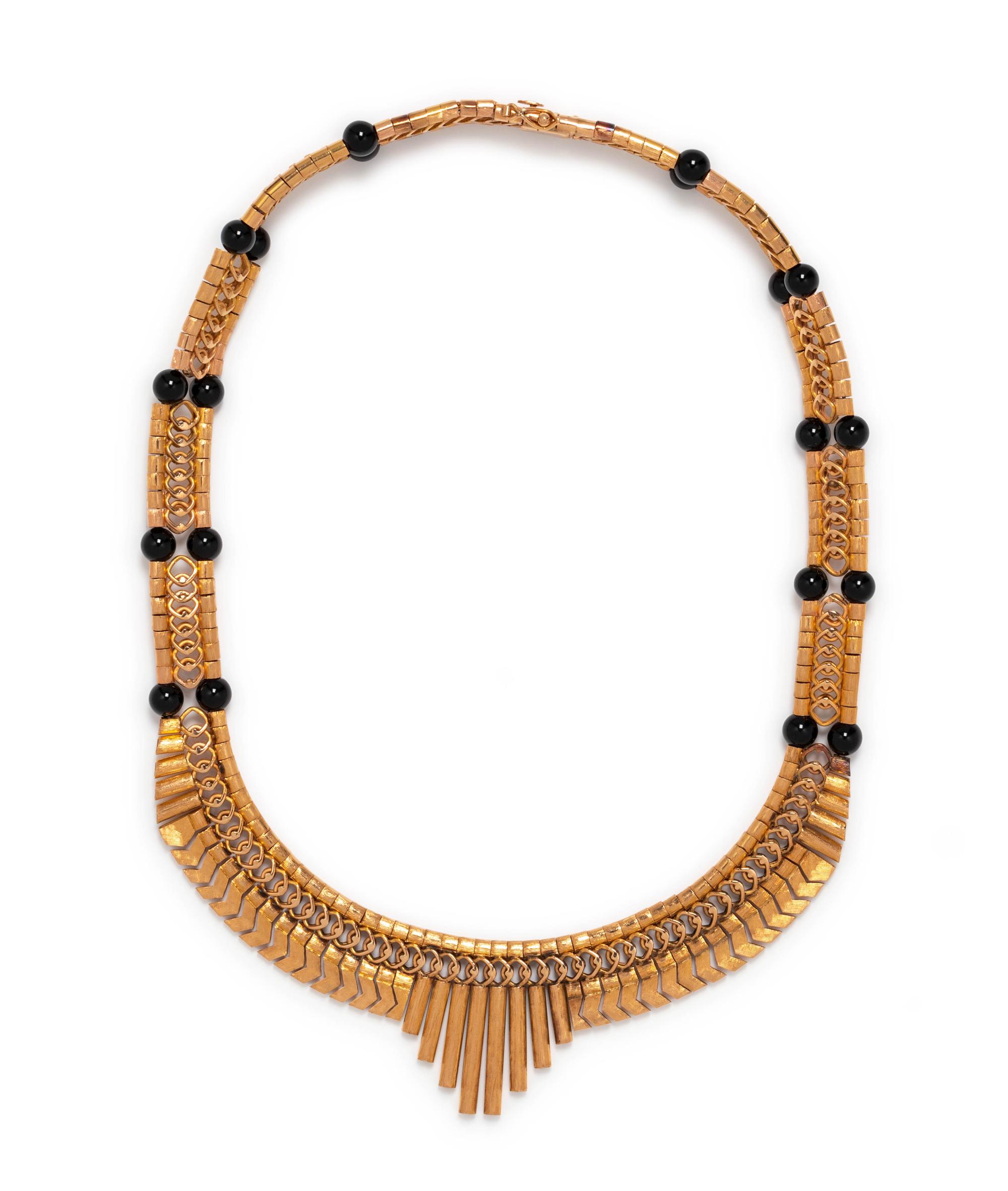 ROSE GOLD AND ONYX BEAD NECKLACE