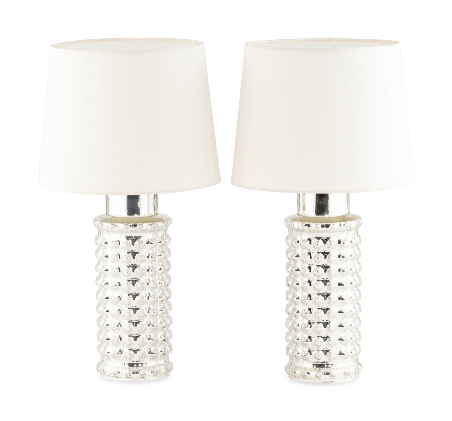 Pair of Mercury Glass Table Lamps Luxus, Sweden