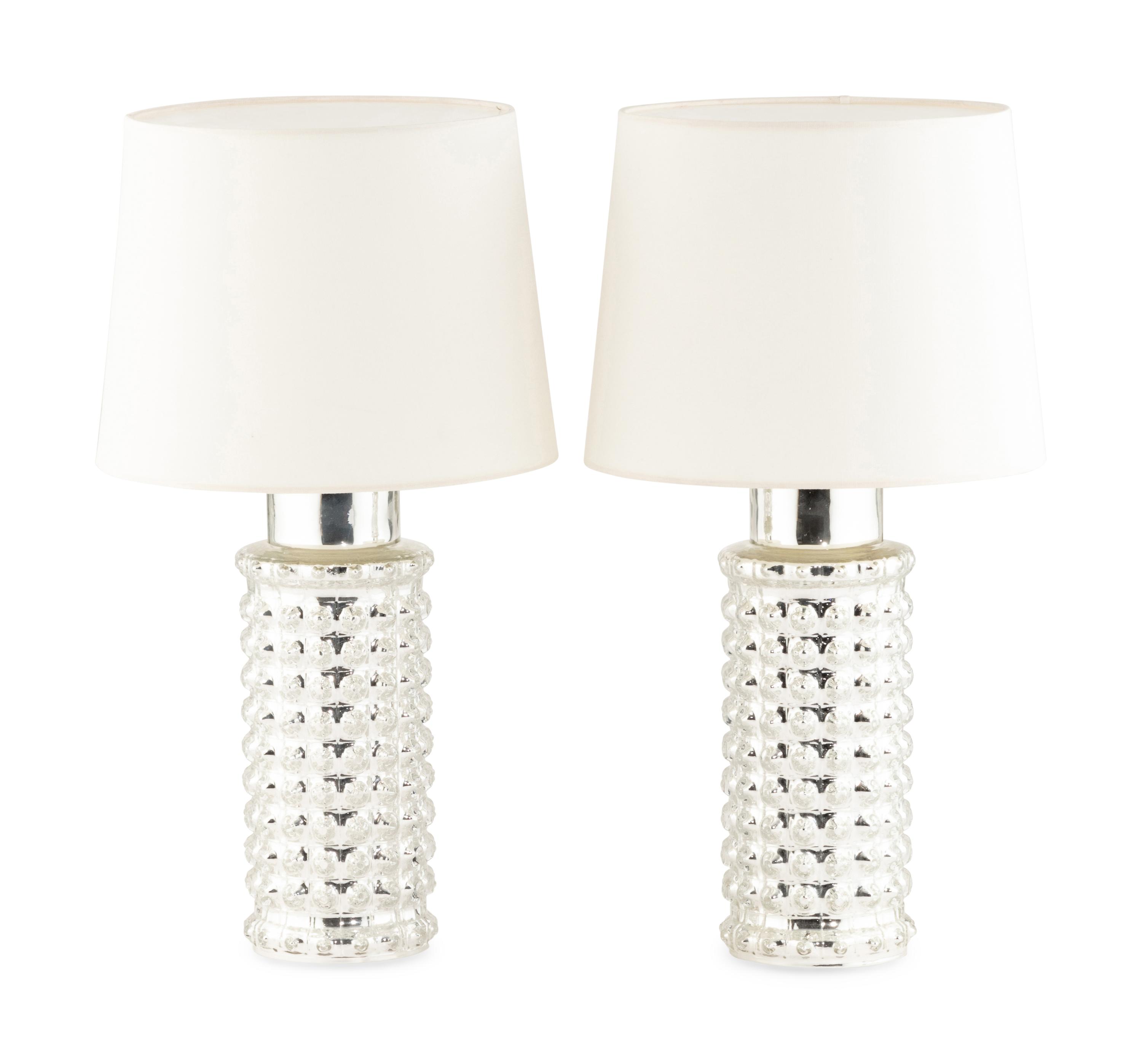Pair of Mercury Glass Table Lamps Luxus, Sweden