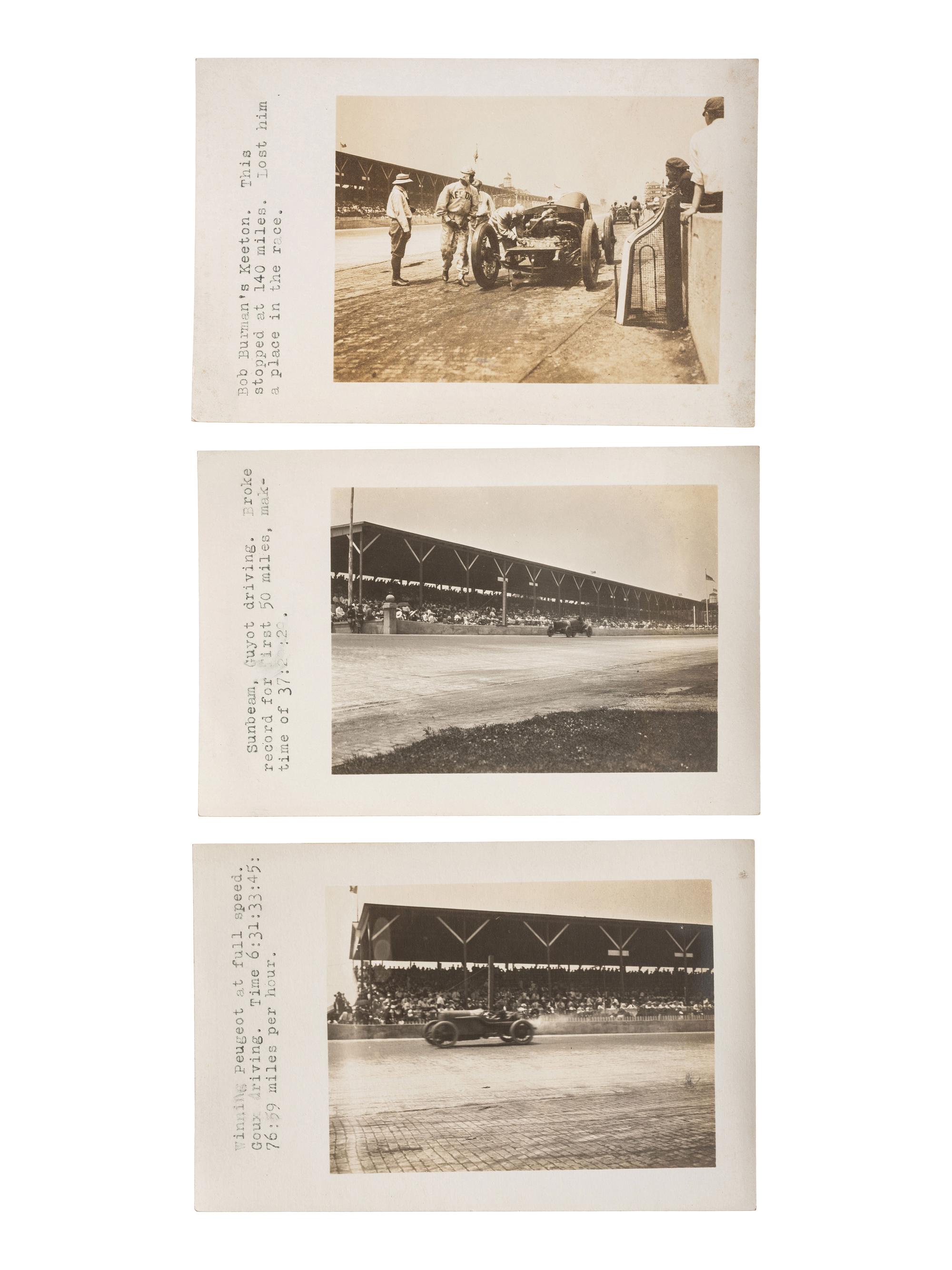 [EARLY PHOTOGRAPHY] Eclectic group of early photographs, including a set of early Indy racing cars, a set of images illustrating motion, and a set of photographs of Mexico.