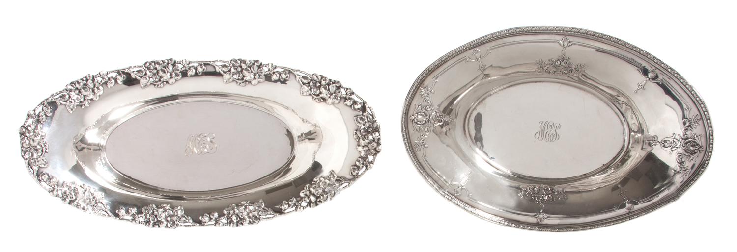 Two American Silver Oval Serving Dishes, , Theodore B. Starr, New York, NY, having a pierced edge with floral decoration, monogrammed,