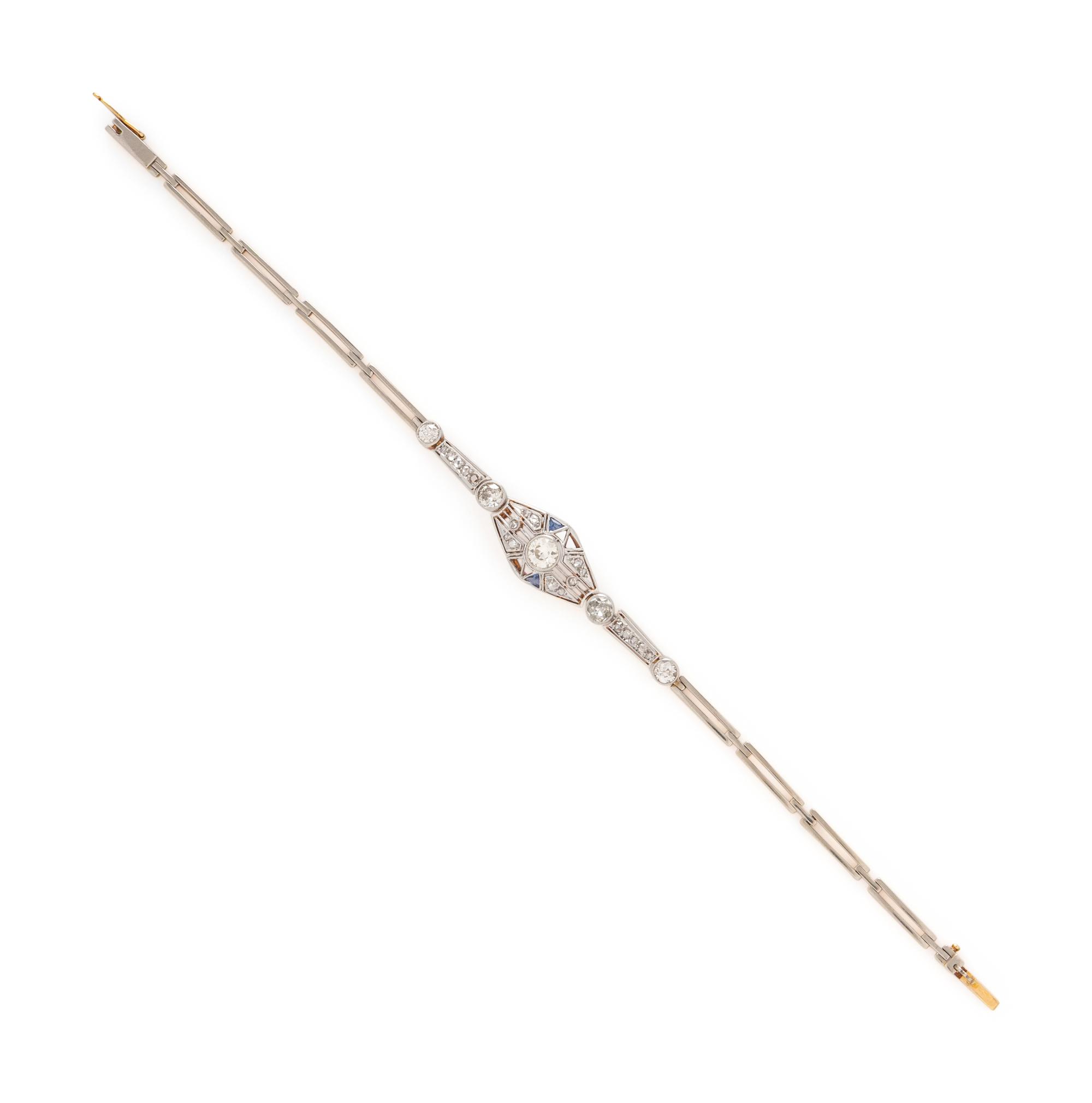 Antique, Diamond and Platinum-Topped Gold Bracelet