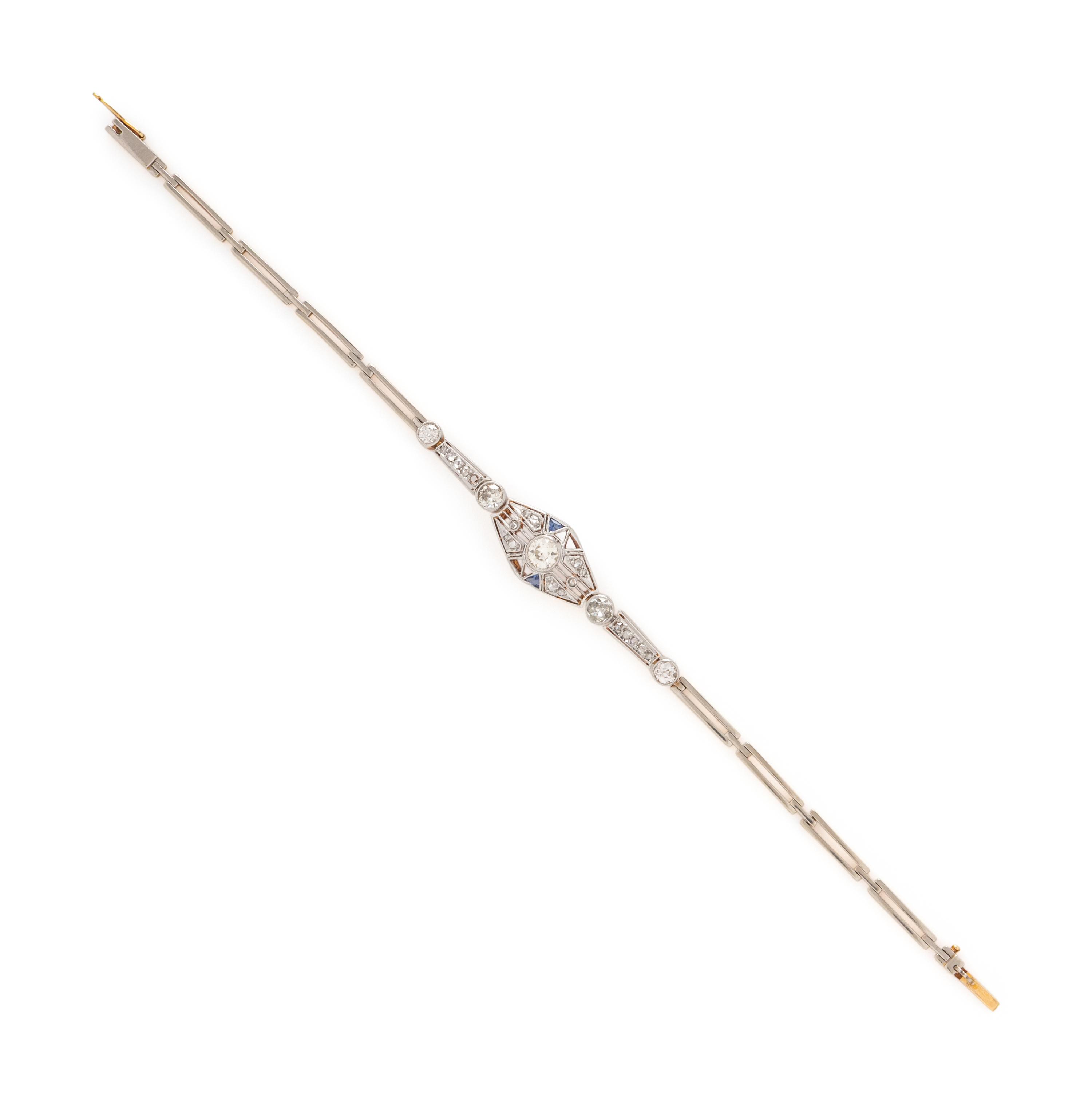 Antique, Diamond and Platinum-Topped Gold Bracelet