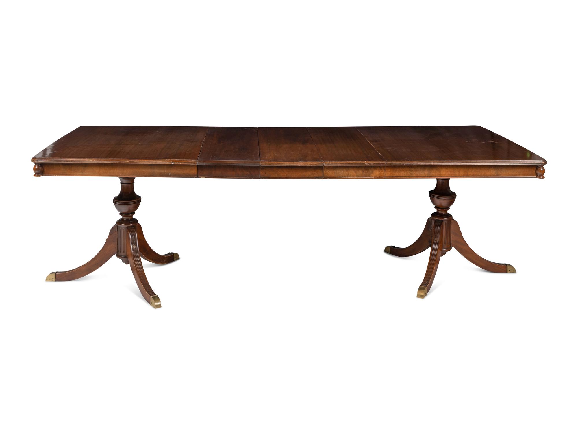A George III Style Mahogany Double-Pedestal Dining Table