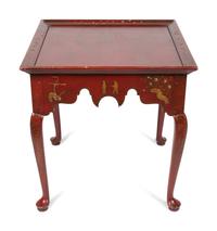 A Queen Anne Style Red Japanned Side Table