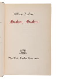 FAULKNER, William (1897-1962). Absalom, Absalom! New York: Random House, 1936.