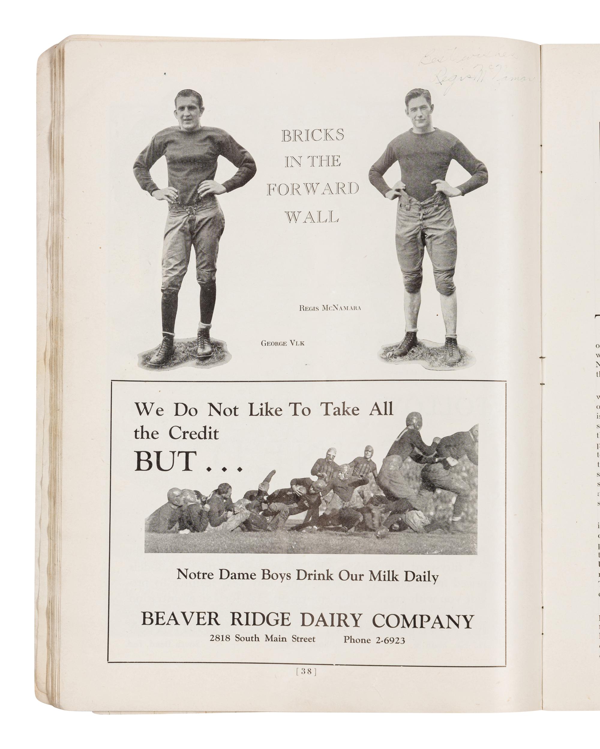 An Original 1930 Opening of Notre Dame Stadium Multi Signed Autograph Football Program Including Knute Rockne (Beckett Authentication Services BAS Letter),