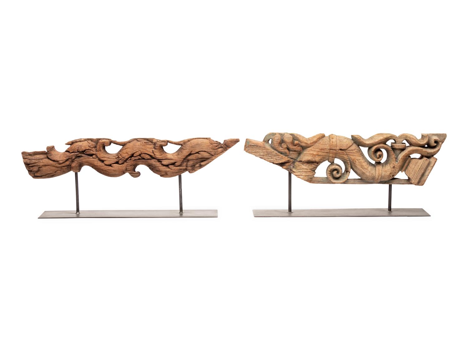 Two Thai Carved Wood Table Ornaments