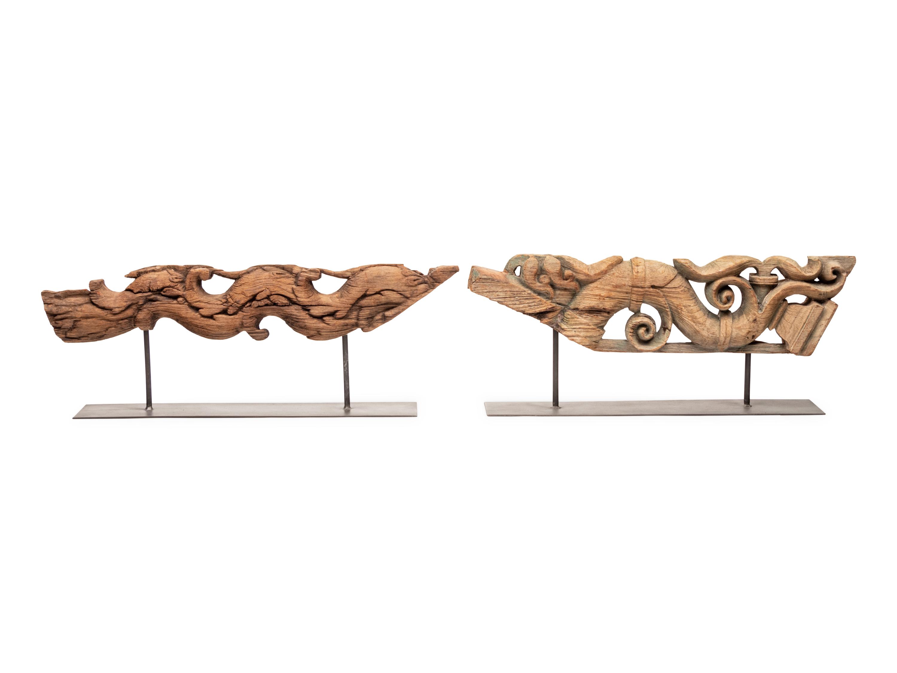 Two Thai Carved Wood Table Ornaments