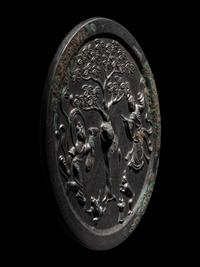 A Bronze 'Moon Palace' Mirror