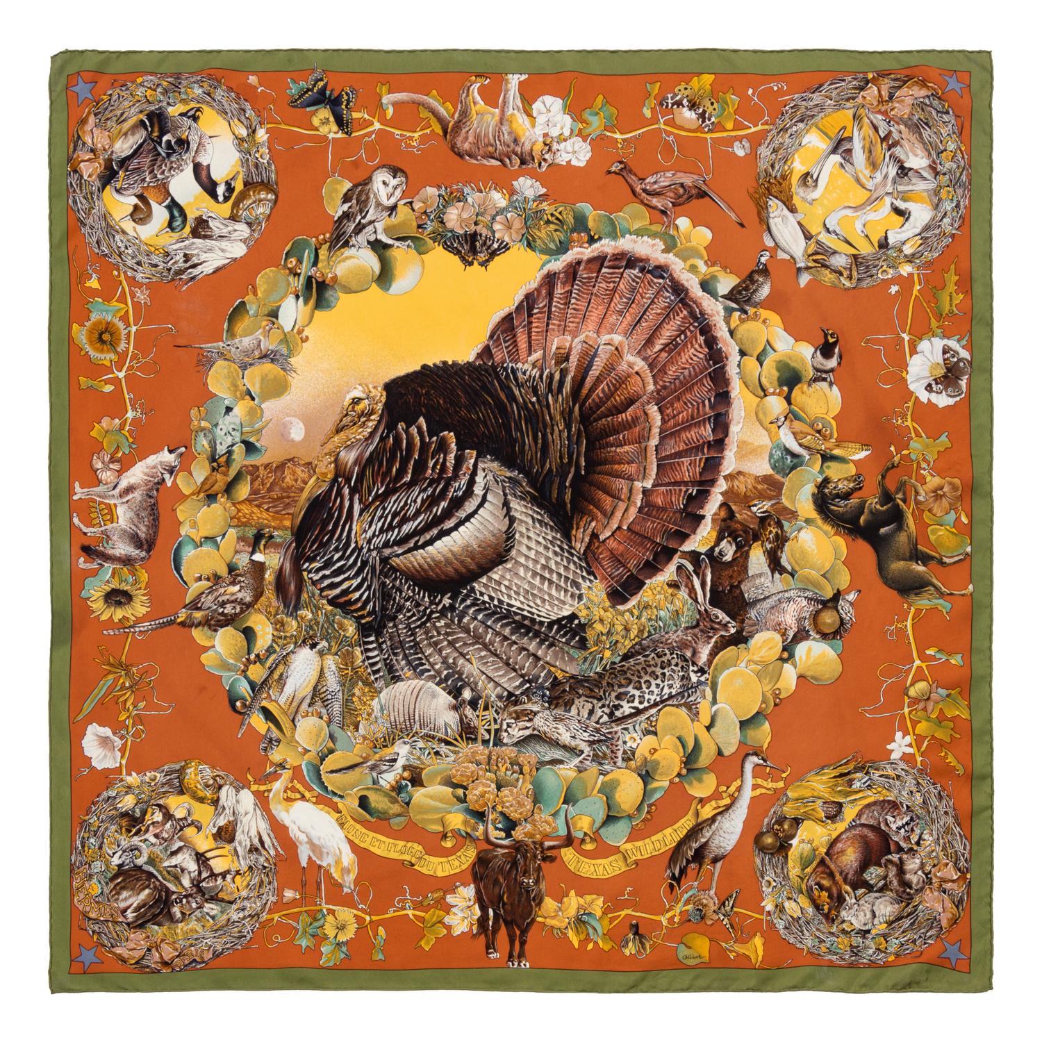 Hermès 90cm Silk Scarf, Carré, Kermit Oliver