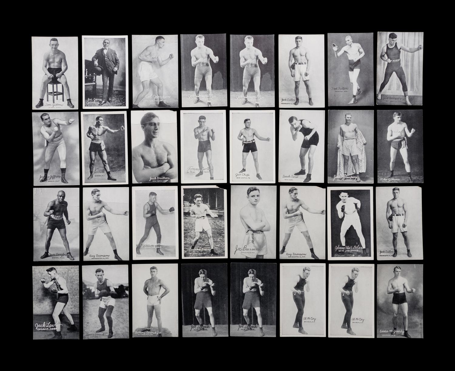 A Group of 66 Early 20th Century Boxing Exhibit Post Cards Including Jack Dempsey, Gene Tunney, Joe Louis and John L. Sullivan,