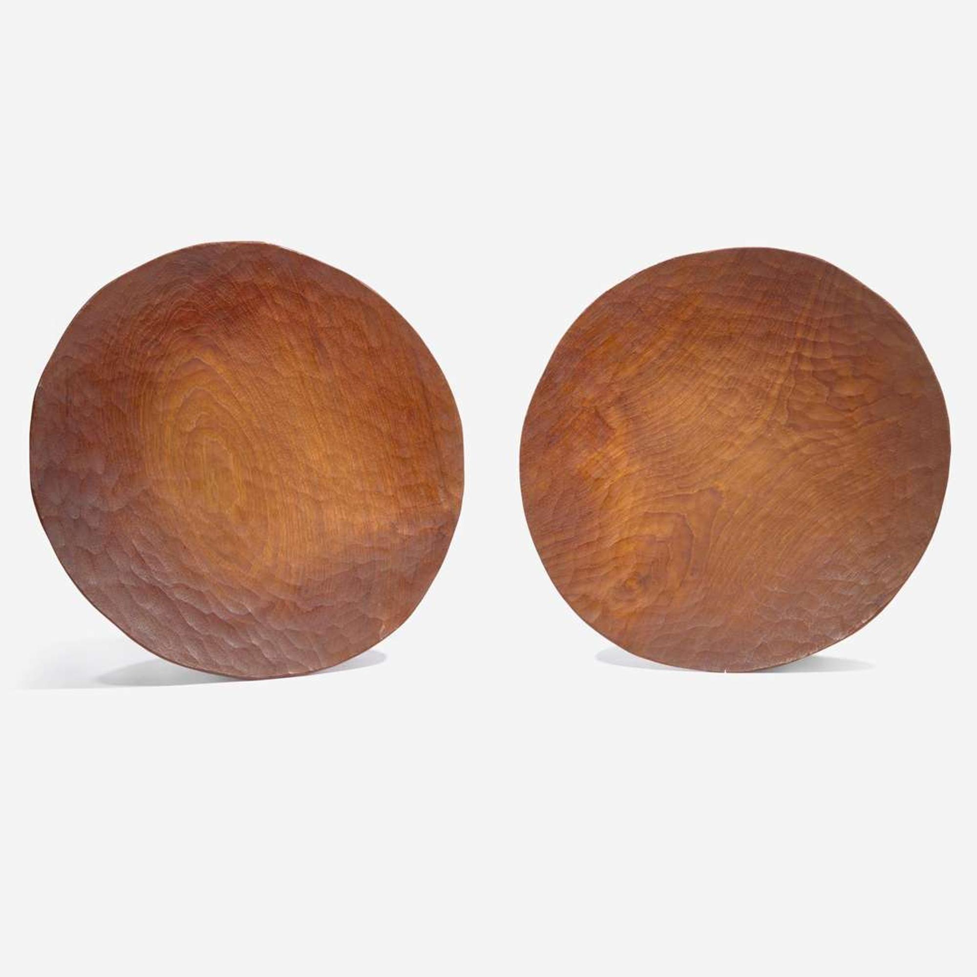 Leroy Setziol (American, 1915-2005) Pair of Chip-Carved Plates, USA, circa late 1960s