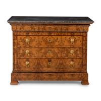 A Louis Philippe Burl Walnut and Marble Top Commode