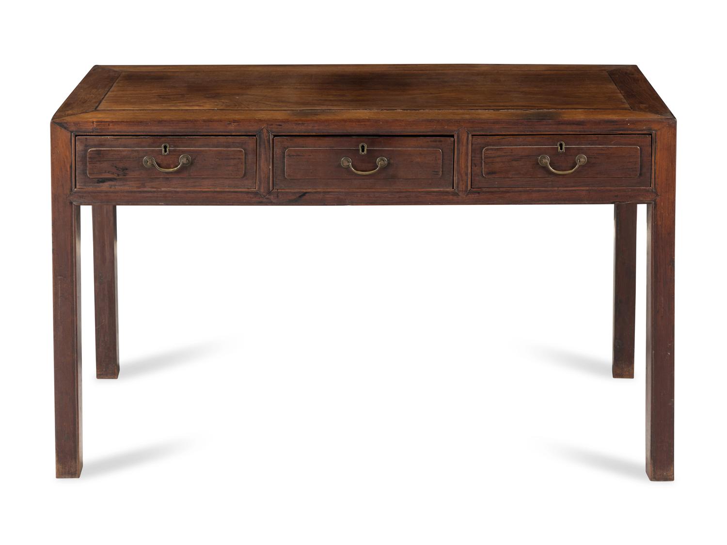 A Chinese Huanghuali Writing Table, Second Half 19th Century 清晚期 黃花梨書桌