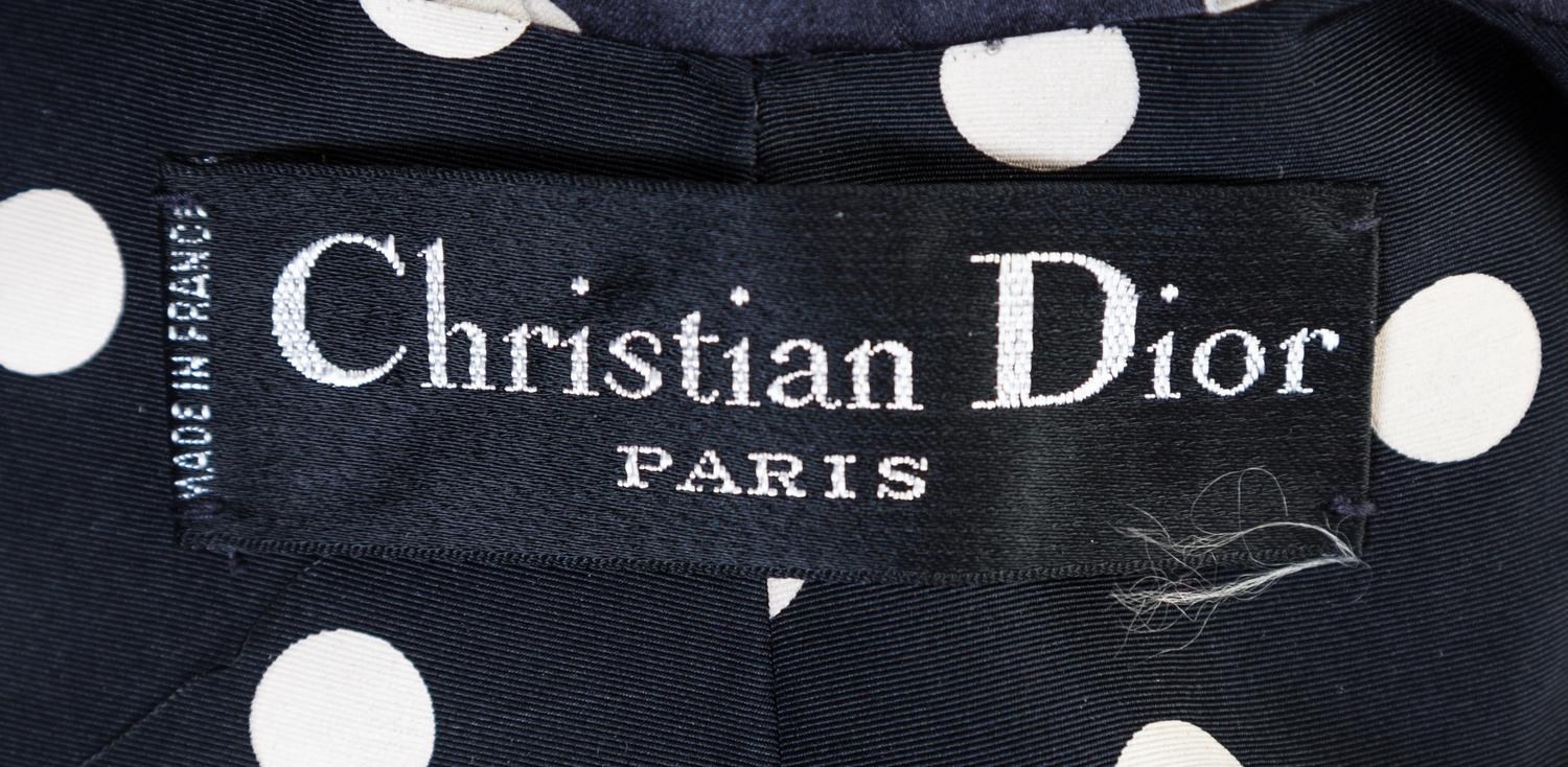 A Christian Dior Polka Dot Evening Coat, Dress no size; Wrap 160" x 15".