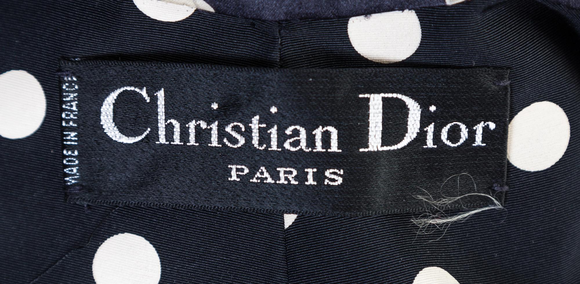 A Christian Dior Polka Dot Evening Coat, Dress no size; Wrap 160" x 15".