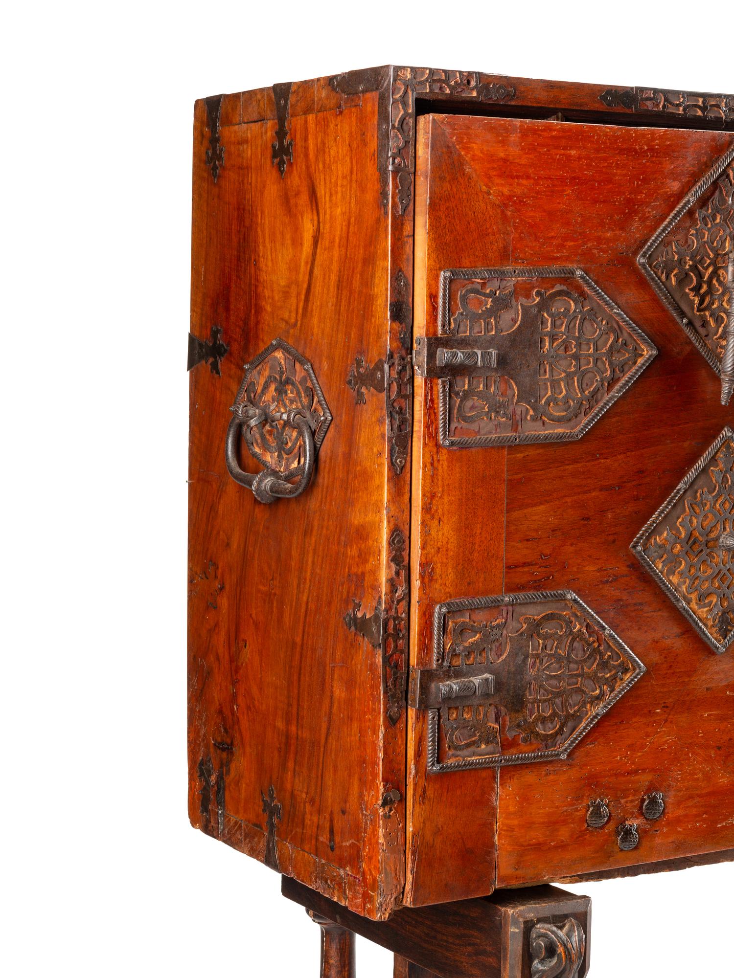 A Spanish Baroque Walnut Vargueño on Stand