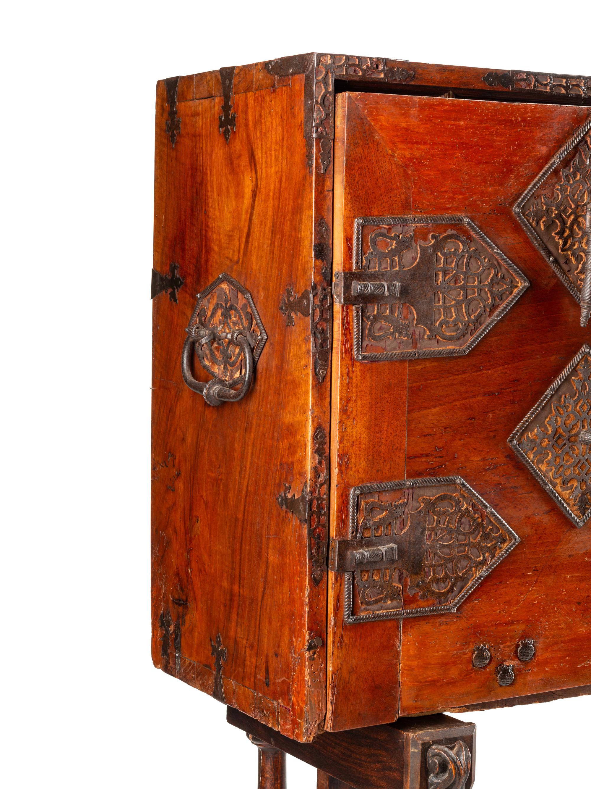 A Spanish Baroque Walnut Vargueño on Stand