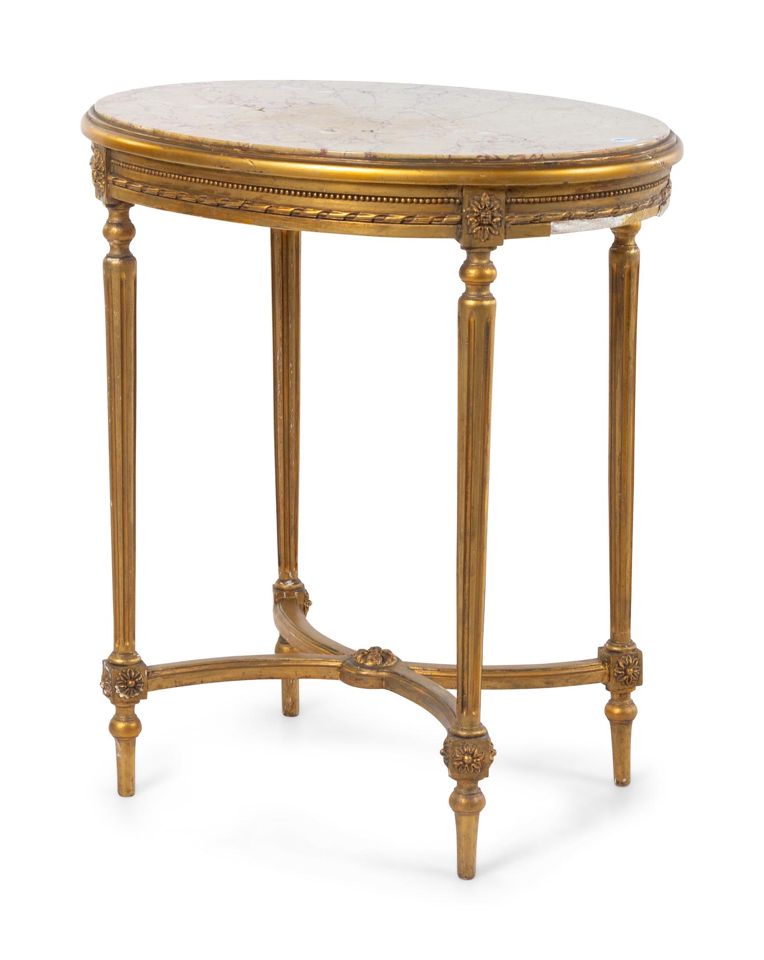 A Louis XVI Style Giltwood Side Table