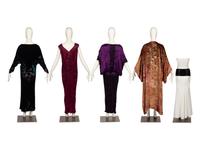 Patricia Lester Items: Three two piece ensembles, one long evening jacket, one belt, 1980s