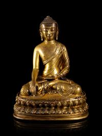 A Sino-Tibetan Gilt Bronze Figure of Buddha