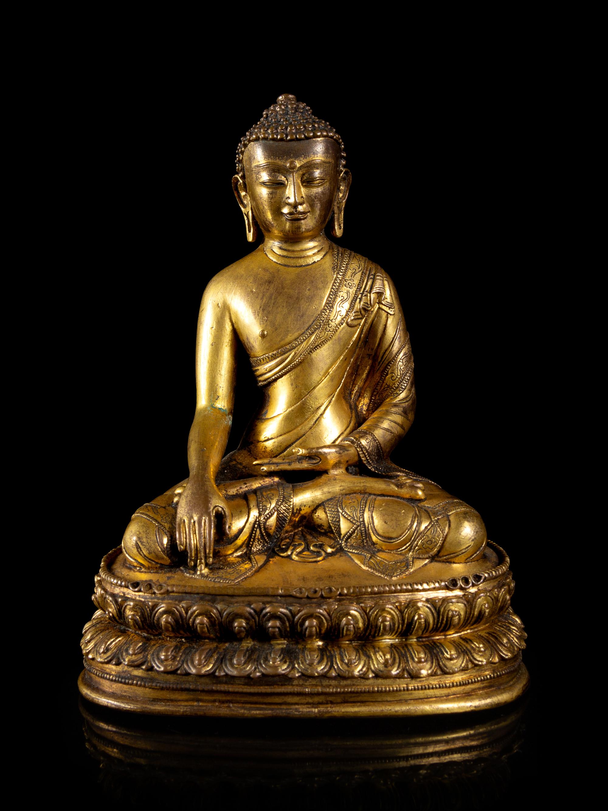 A Sino-Tibetan Gilt Bronze Figure of Buddha