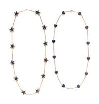 TWO LAPIS LAZULI LONG CHAIN NECKLACES