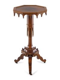 A Charles X Line Inlaid Rosewood Octagonal Occasional Table in the Gothic Taste