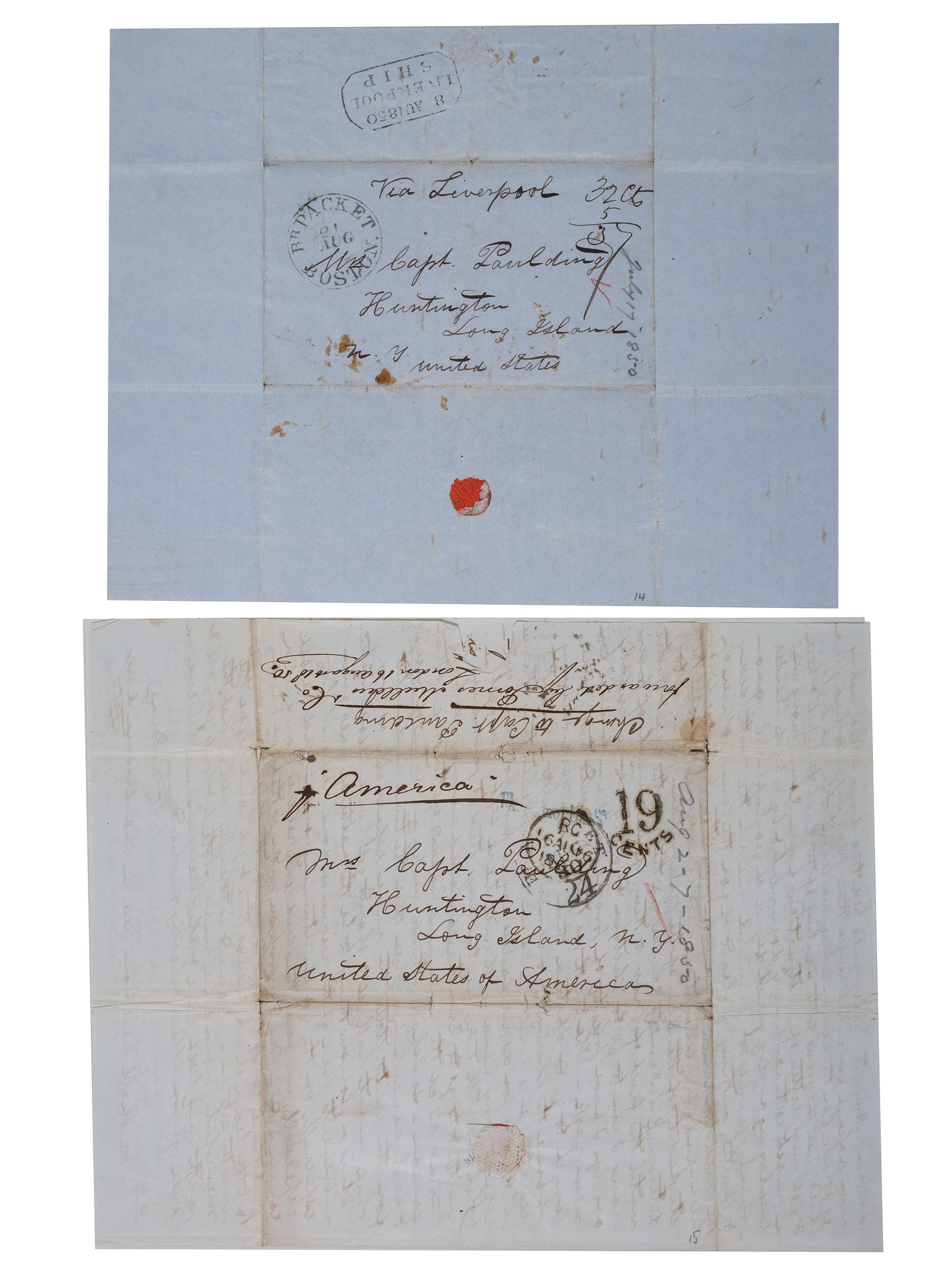 [US NAVY]. PAULDING, Commodore Hiram (1797-1878). Personal correspondence of Paulding to his wife Ann Marie Paulding, and other family members, incl. discussion of naval activity, encounters with heads of state, and more.