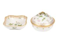 A Royal Copenhagen Flora Danica Porcelain Covered Vegetable Dish and Salad Bowl