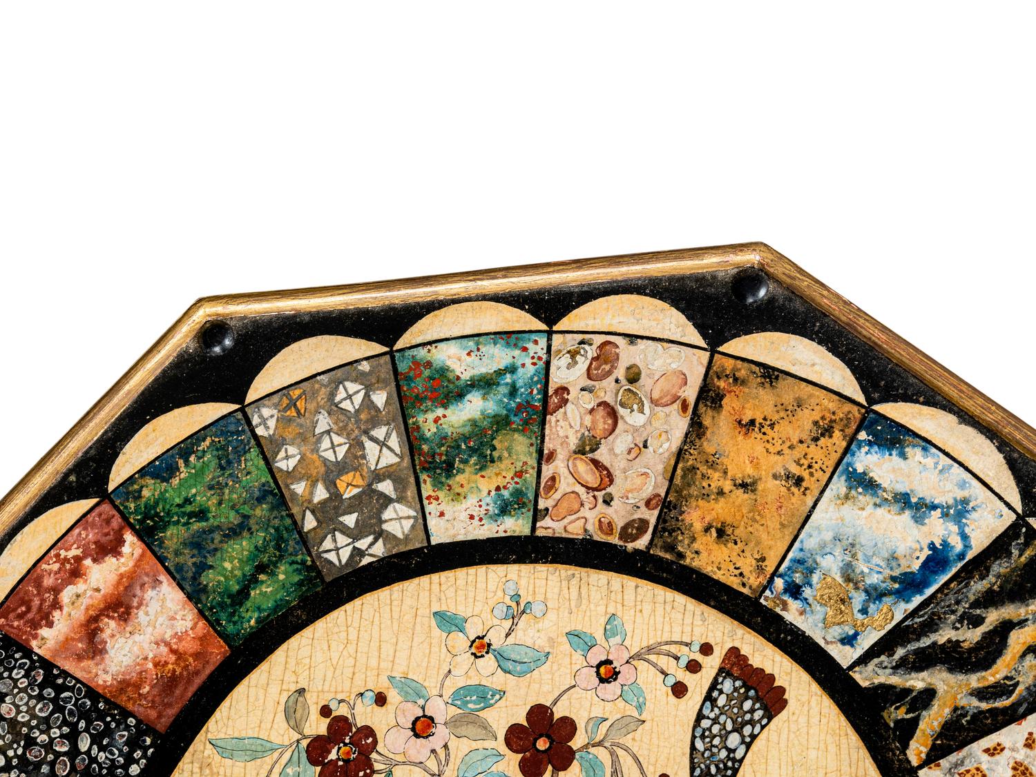 A George III Polychrome Painted and Parcel-Gilt Side Table