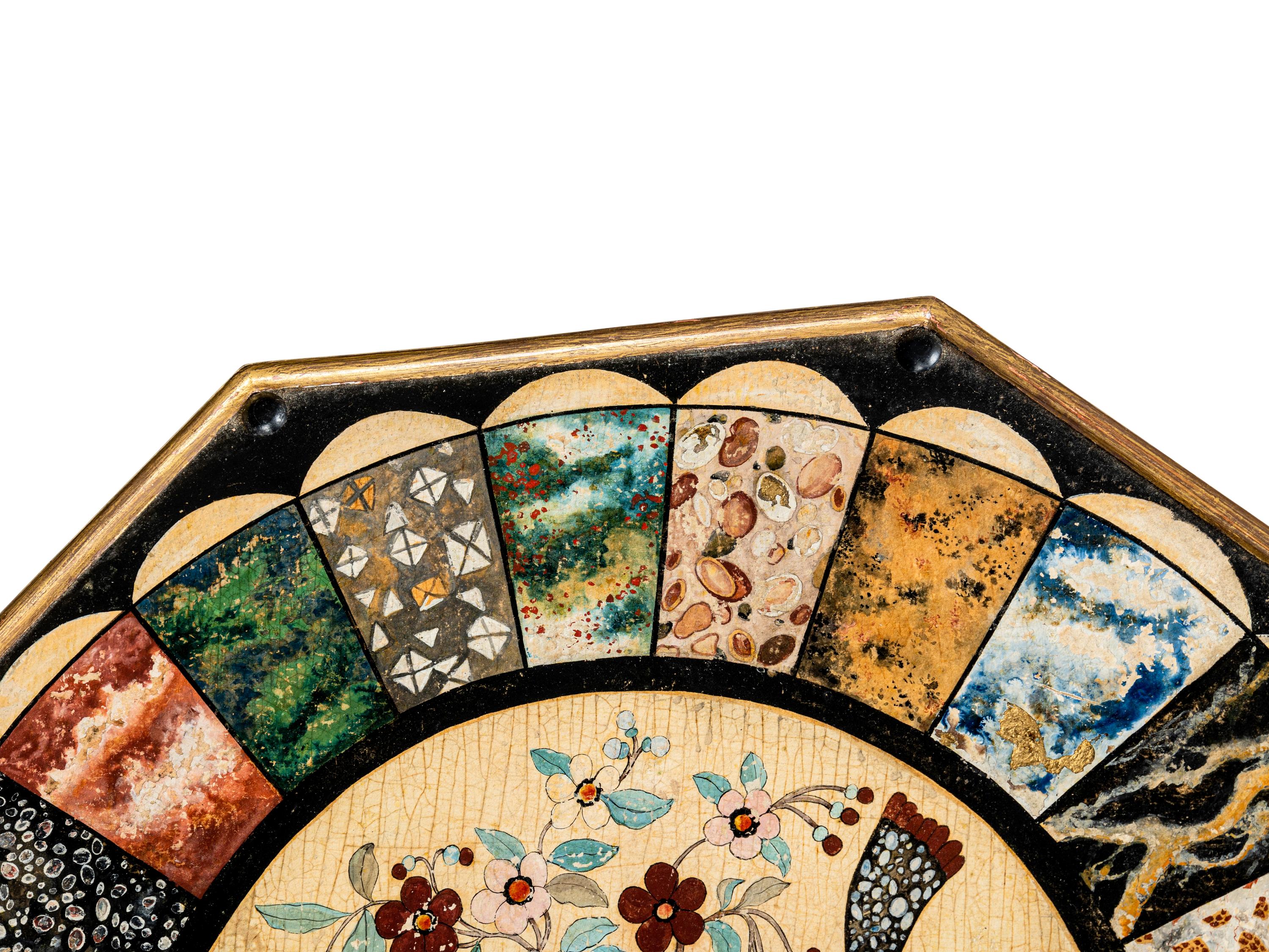 A George III Polychrome Painted and Parcel-Gilt Side Table