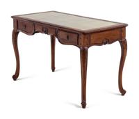 A Continental Leather-Inset Walnut Writing Table