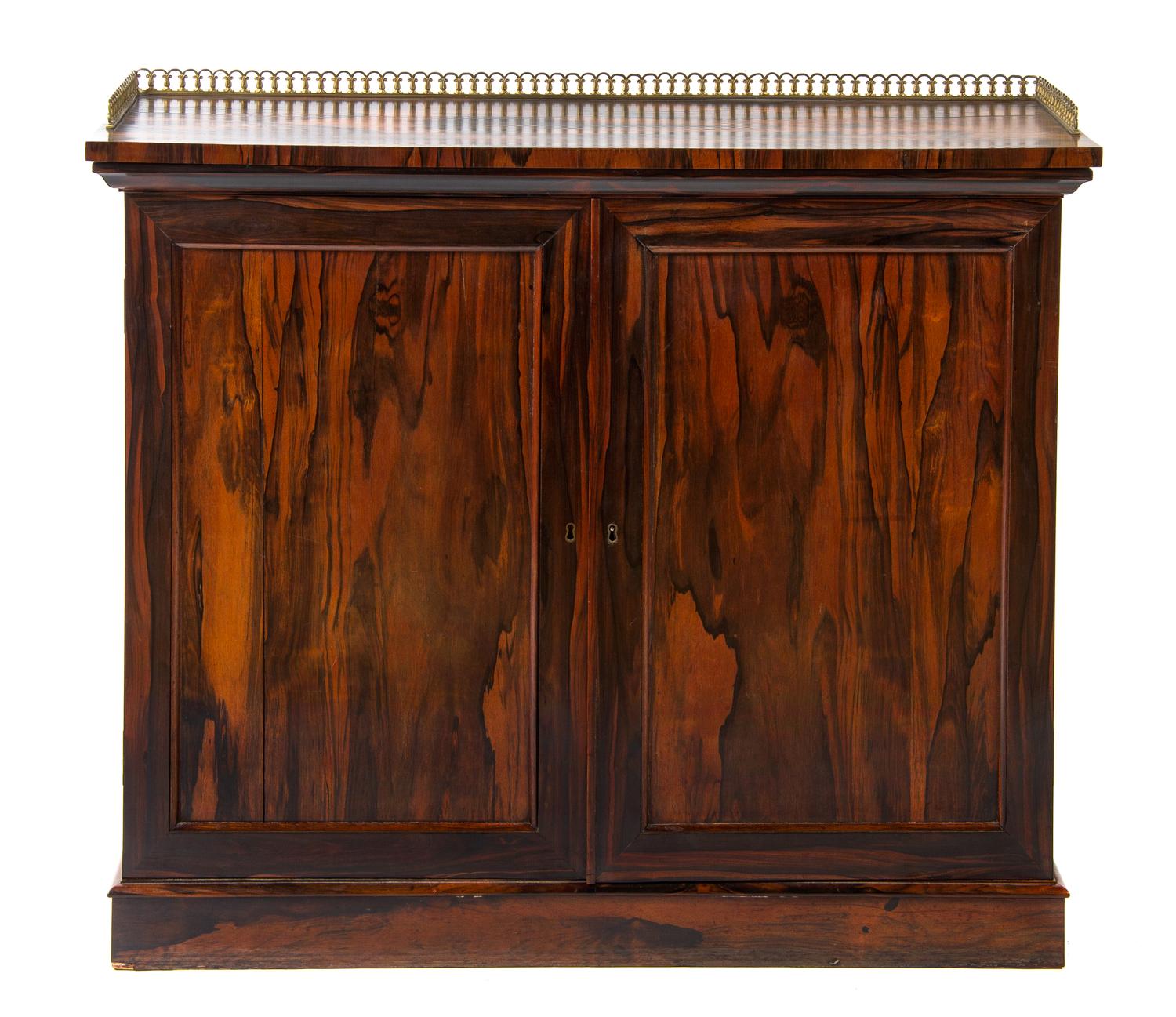 A Regency Gilt Bronze Mounted Calamander Cabinet Height 37 1/2 x width 45 x depth 16 1/2 inches. — CIRCA 1820