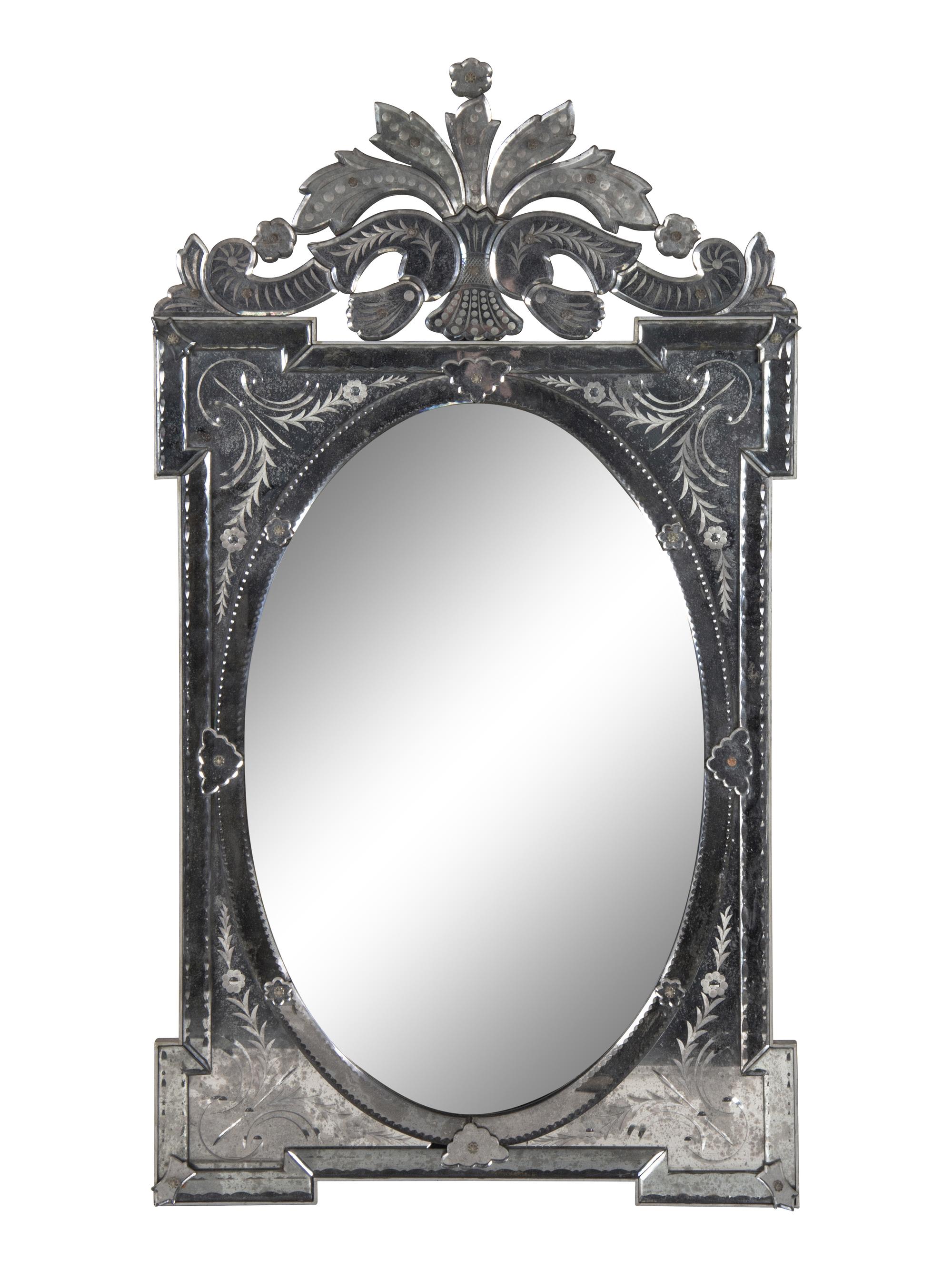 A Venetian Style Etched Glass Mirror