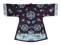 Two Black Ground Embroidered Silk Lady's Robes