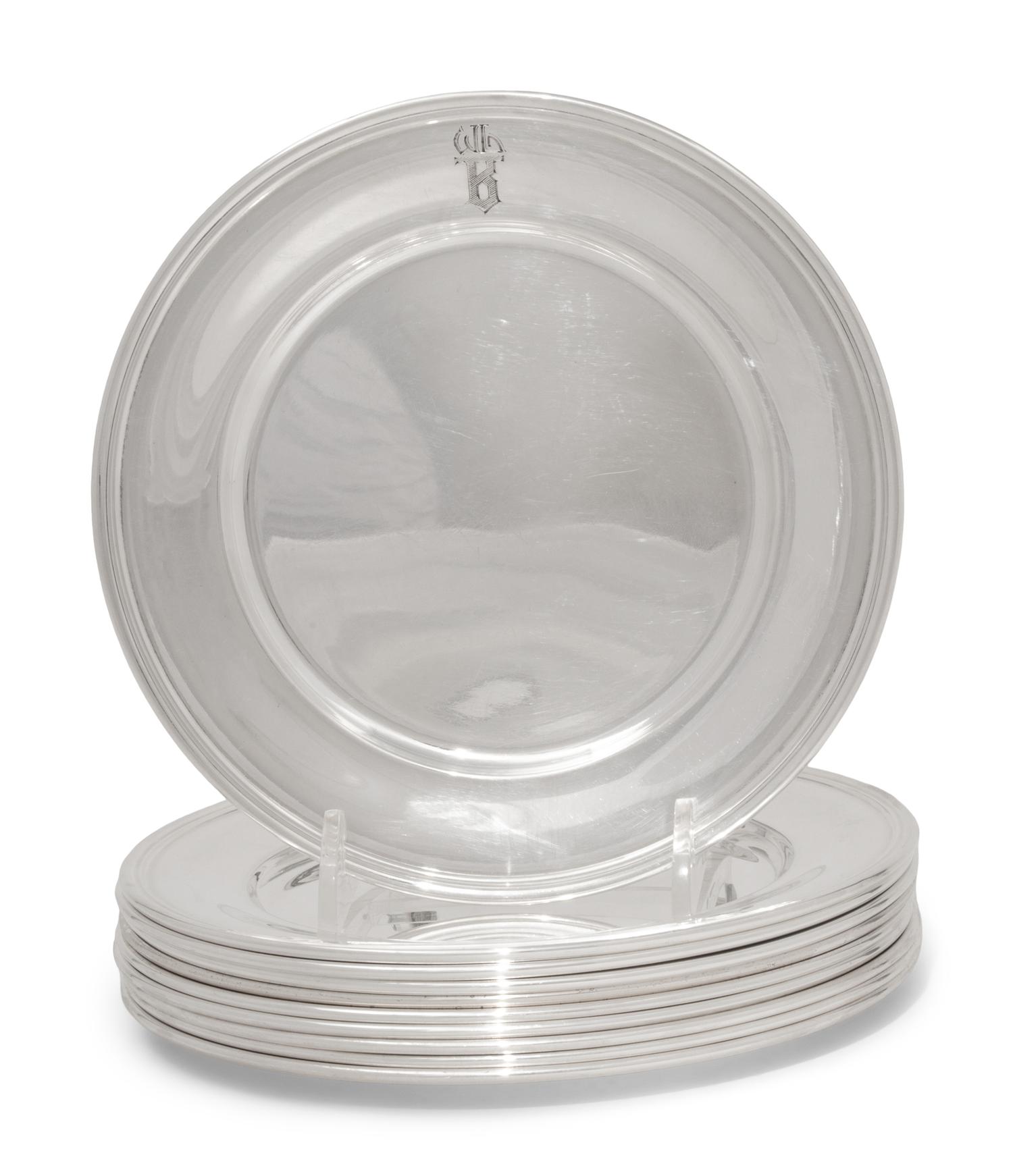 Ten American Silver Bread Plates