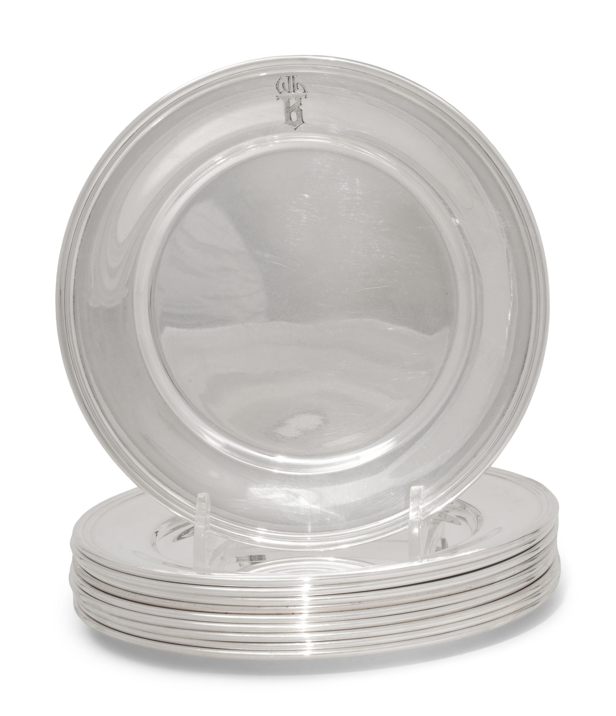 Ten American Silver Bread Plates