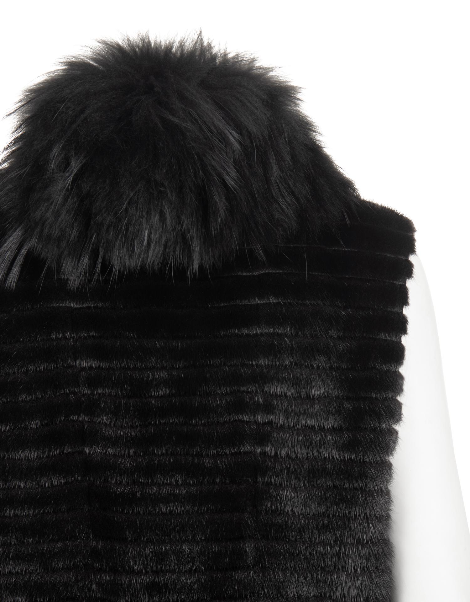 J. Mendel Mink Fur Sleeveless Tunic with Raccoon Fur Collar
