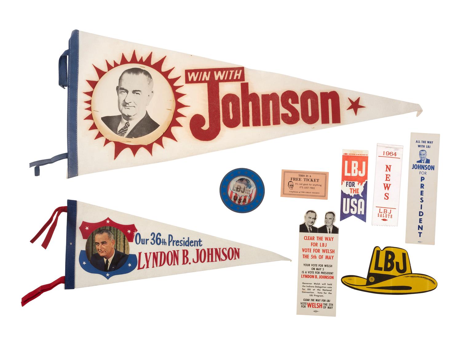 [JOHNSON, Lyndon B. (1908-1973)]. A large group of ephemera related to Johnson's campaigns.