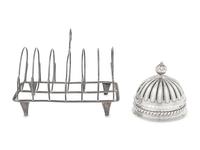 An English Silver Dinner Bell and Toast Rack