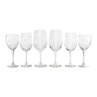 A Set of Fleur-de-Lis Etched Glass Stemware