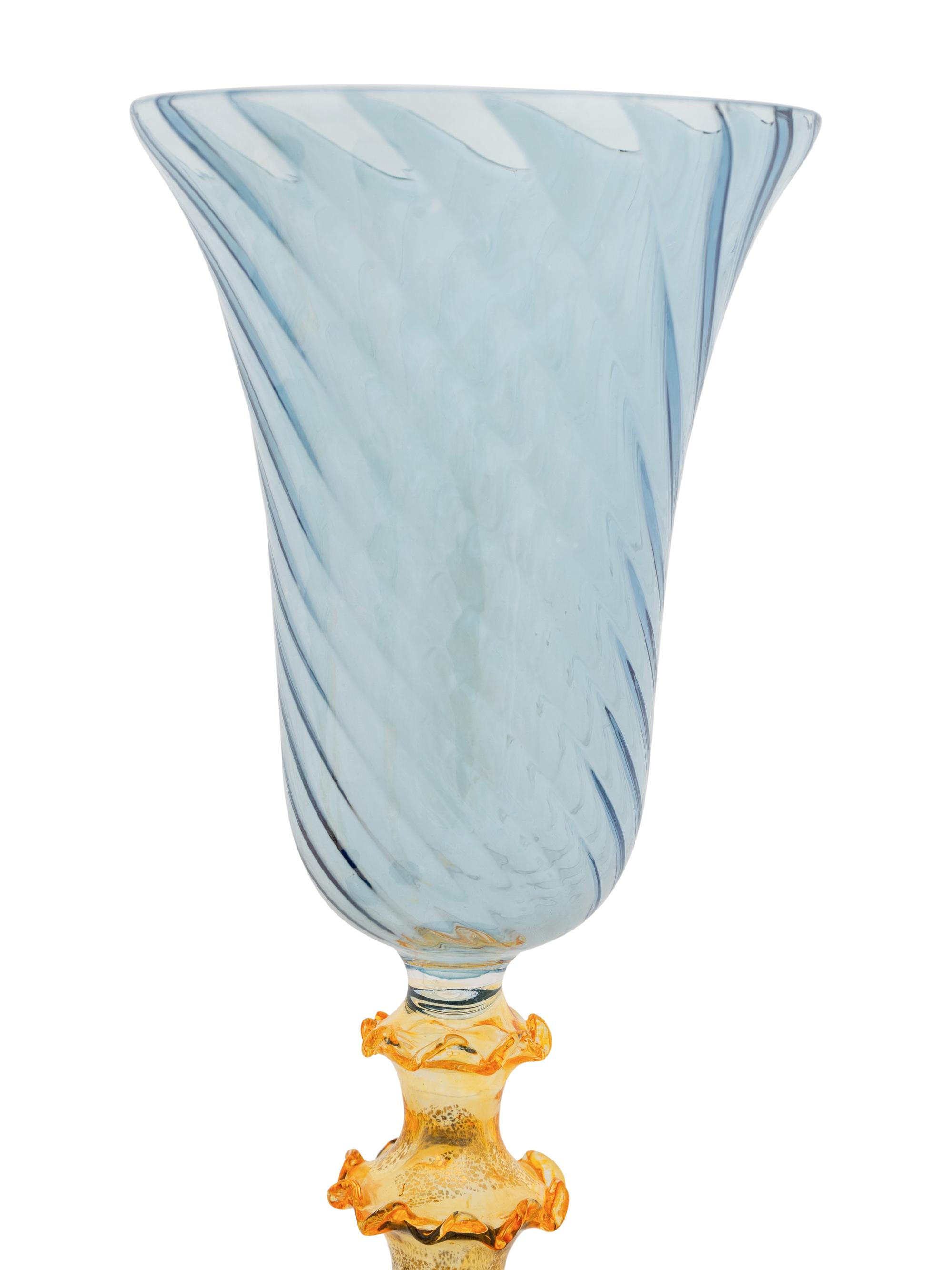 A Set of Twelve Murano Colored-Glass Chalices