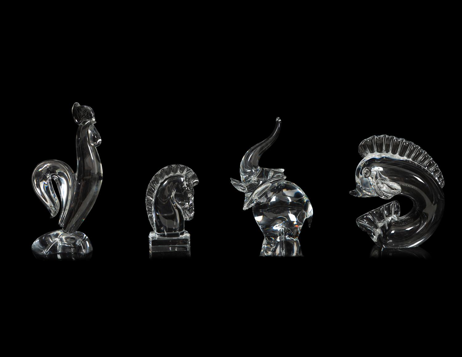 Four Steuben Glass Animal Figures